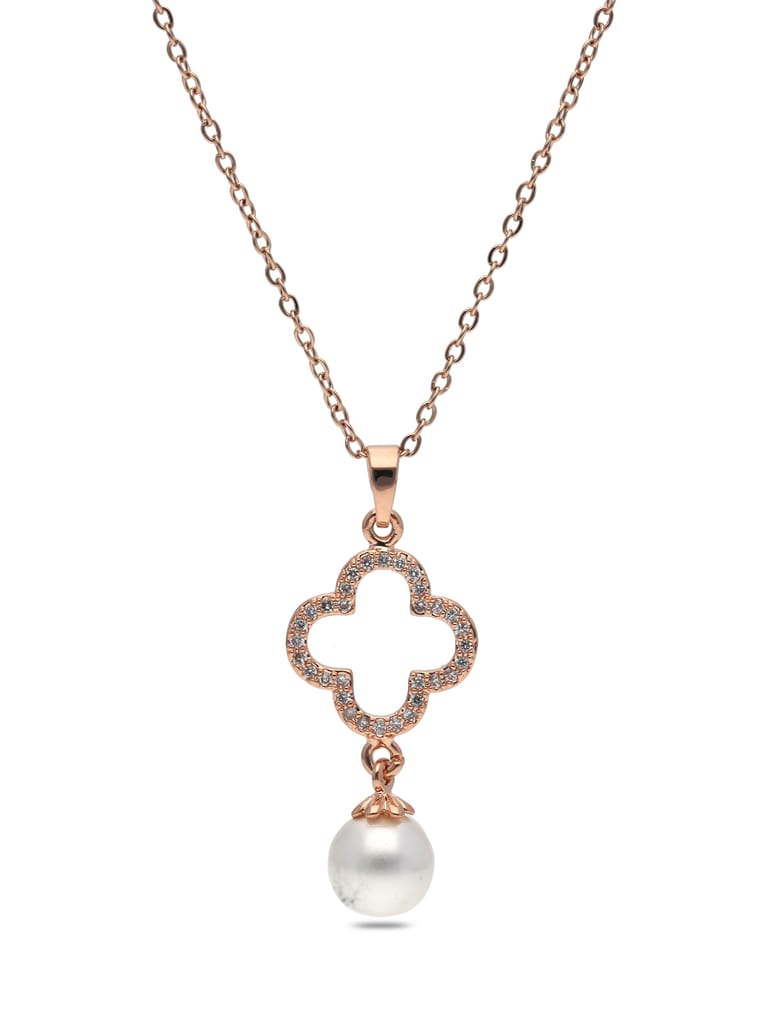 AD / CZ Pendant with Chain in Rose Gold finish - CNB27745
