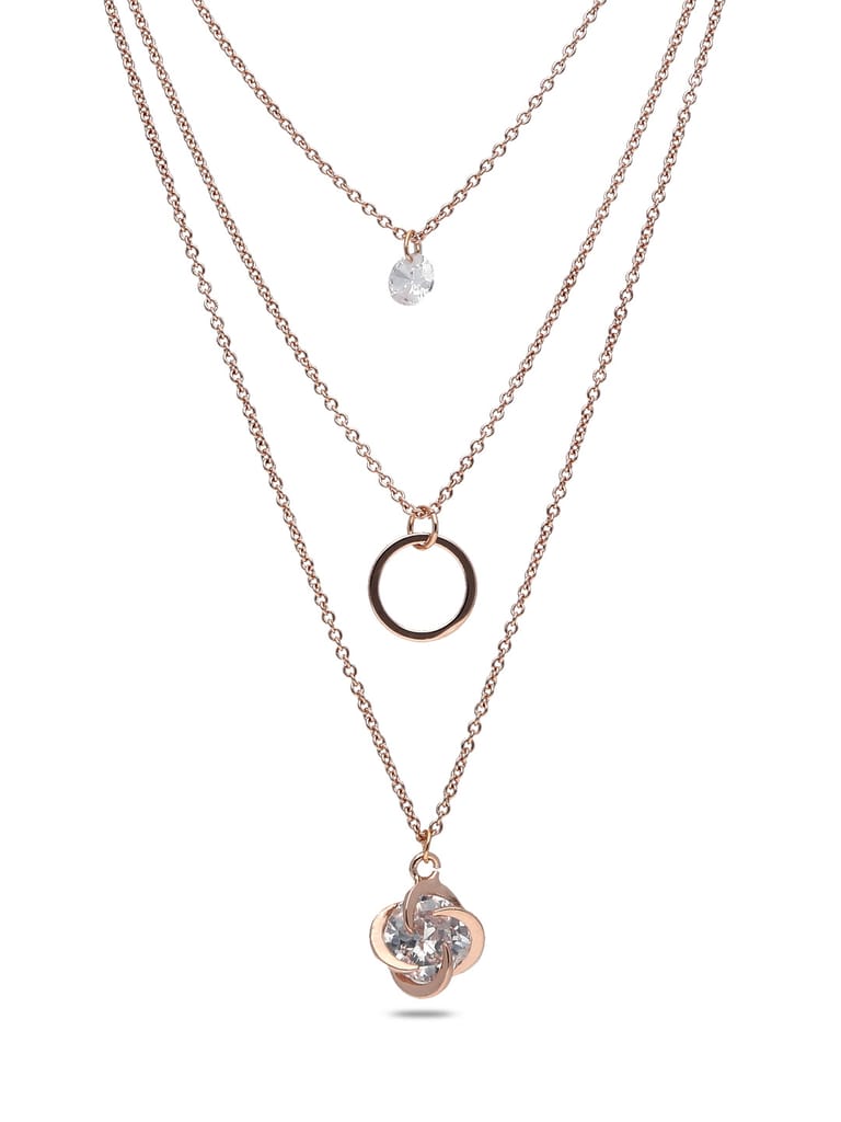 AD / CZ Necklace in Rose Gold finish - CNB27750