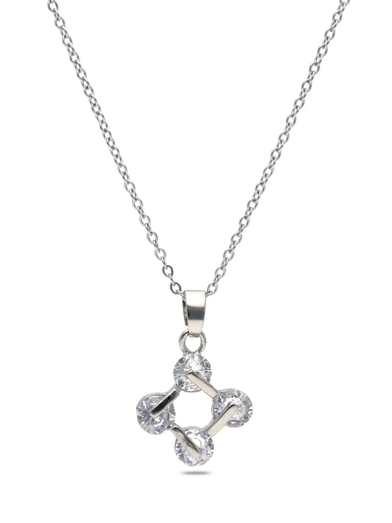 AD / CZ Pendant with Chain in Rhodium finish - CNB27769
