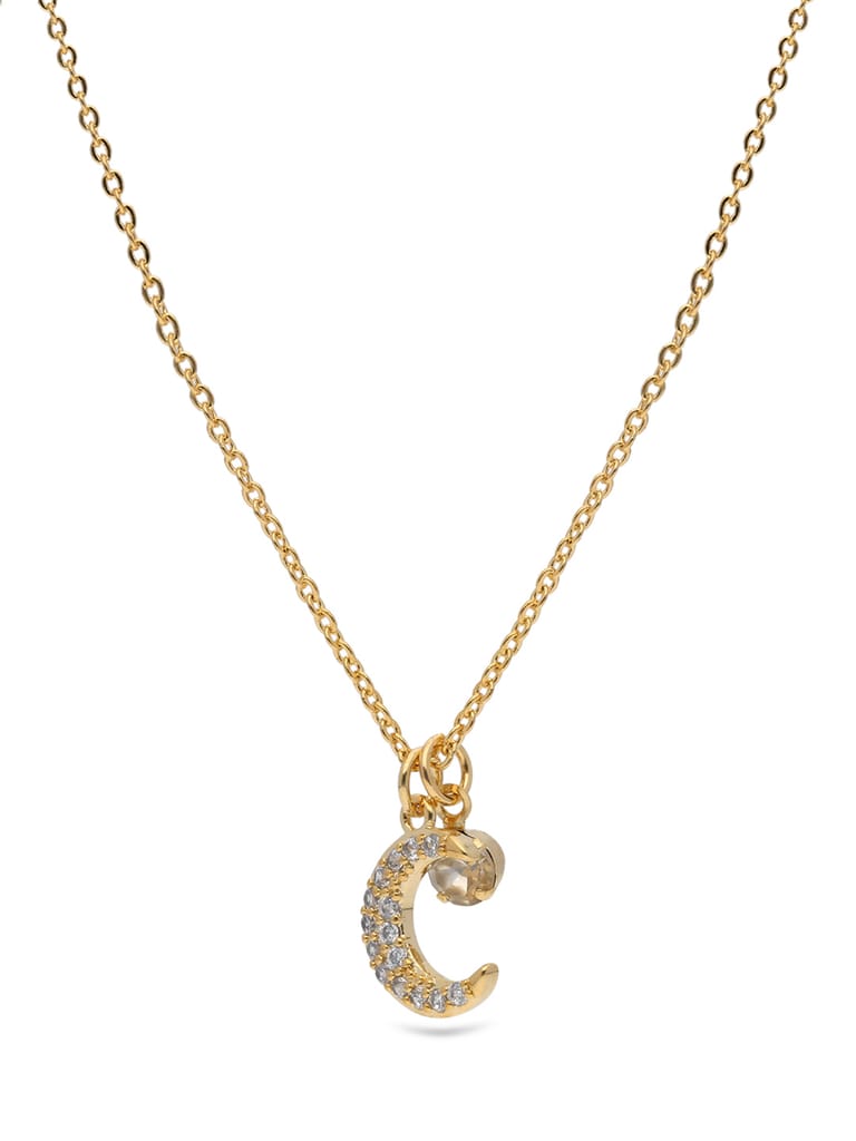 AD / CZ Pendant with Chain in Gold finish - CNB27776