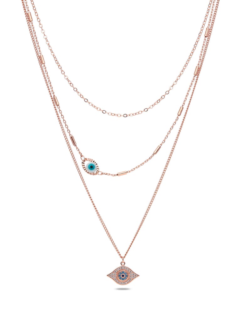 Evil Eye AD / CZ Necklace in Rose Gold finish - CNB27859