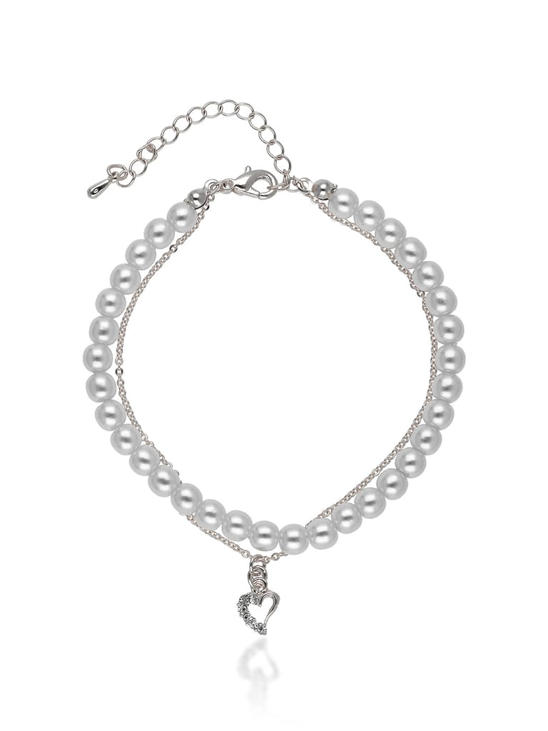 Pearls Loose / Link Bracelet in Rhodium finish - CNB25476