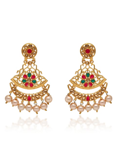 Traditional Long Earrings in Gold finish - E1802