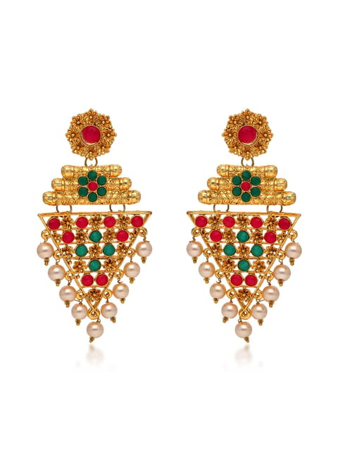 Traditional Long Earrings in Gold finish - ABN46