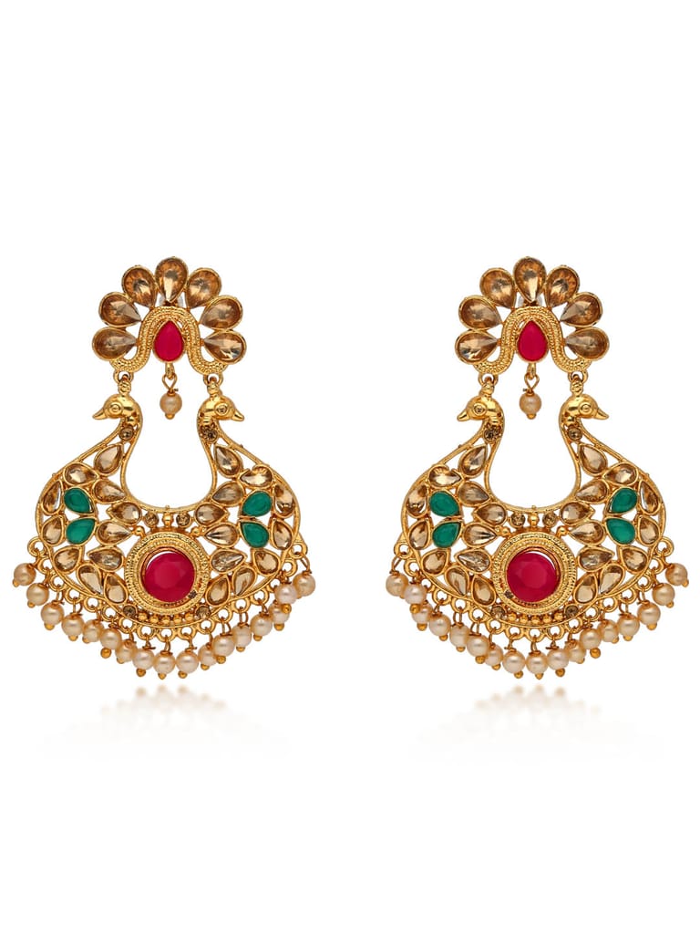 Traditional Long Earrings in Gold finish - E1804