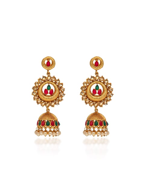 Traditional Jhumka Earrings in Gold finish - E1823