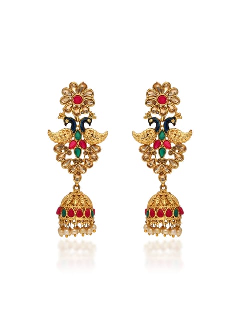 Traditional Jhumka Earrings in Gold finish - E1890