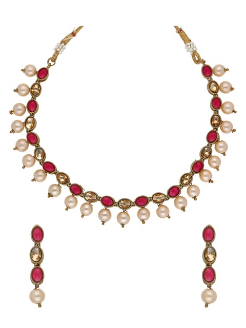 Traditional Necklace Set in Mehendi finish - ABN001