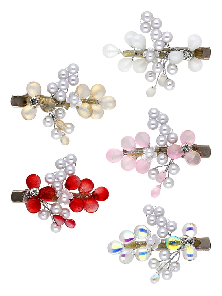 Fancy Hair Clip in Assorted color and Rhodium finish - ARE153