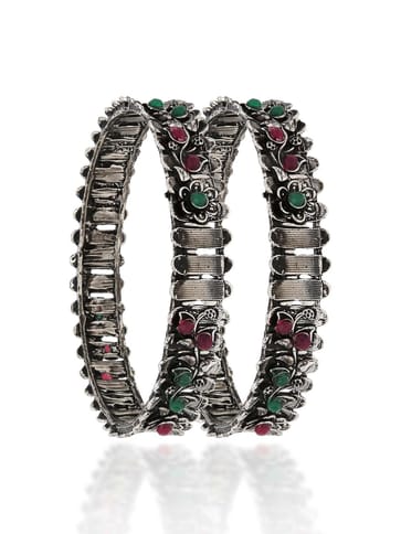 Antique Bangles in Oxidised Silver finish - 1145