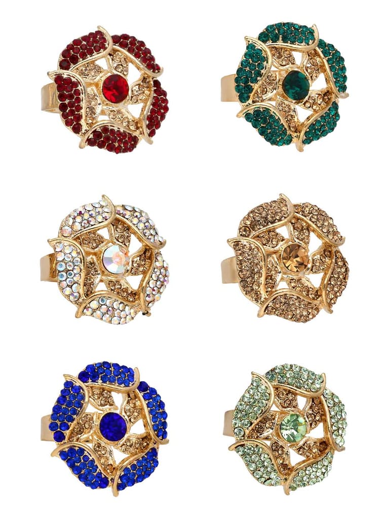 Fancy Finger Ring in Assorted color and Gold finish - CNB5447