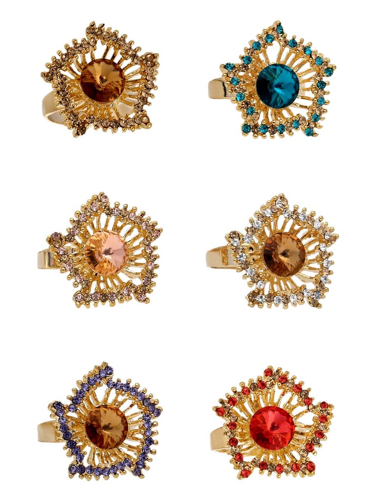 Fancy Finger Ring in Assorted color and Gold finish - CNB5493