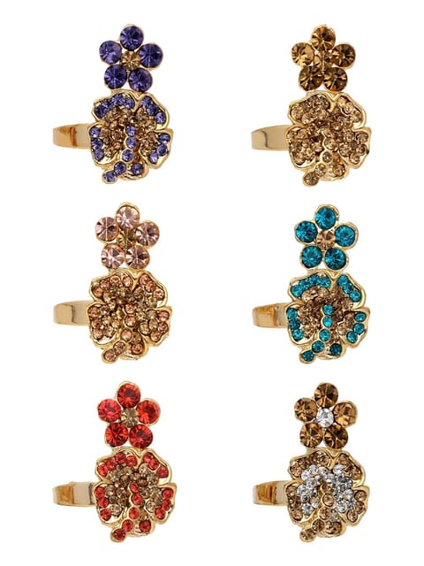 Fancy Finger Ring in Assorted color and Gold finish - CNB5489