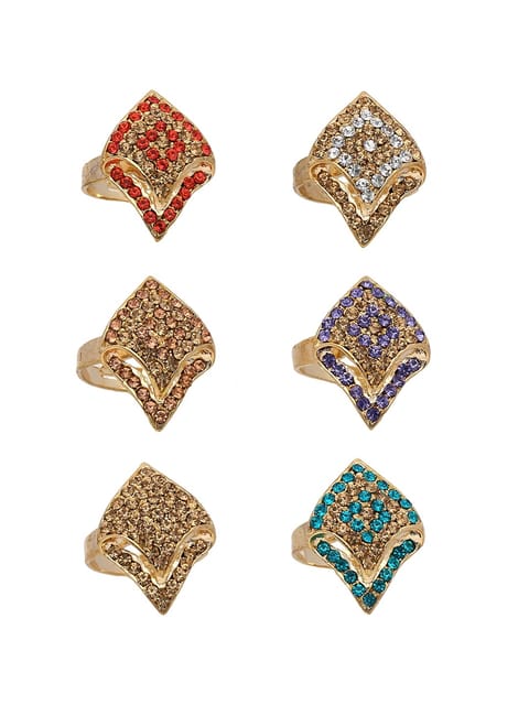 Fancy Finger Ring in Assorted color and Gold finish - CNB5487