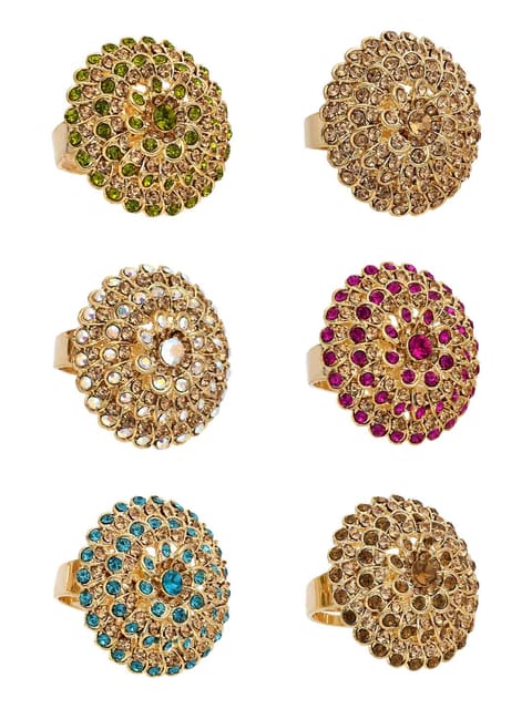 Fancy Finger Ring in Assorted color and Gold finish - CNB5502
