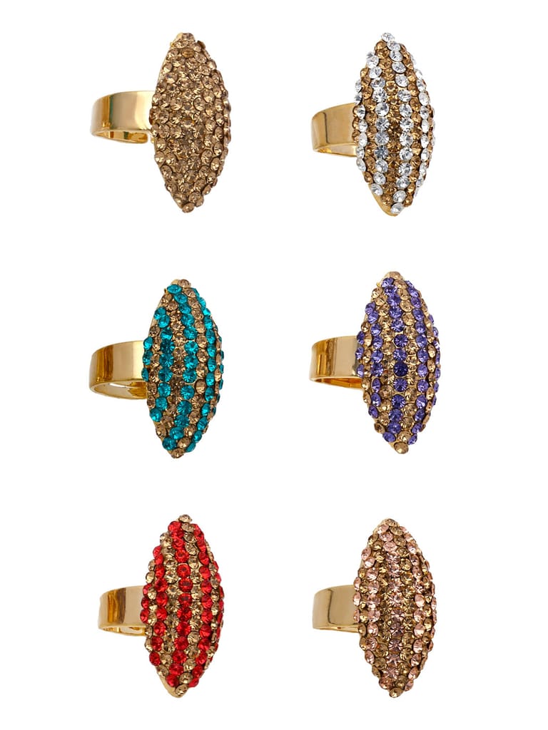 Fancy Finger Ring in Assorted color and Gold finish - CNB5409