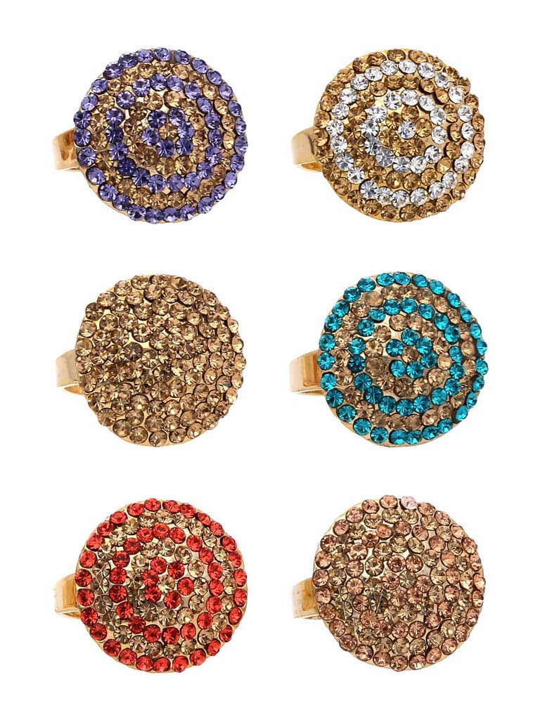 Fancy Finger Ring in Assorted color and Gold finish - CNB5411