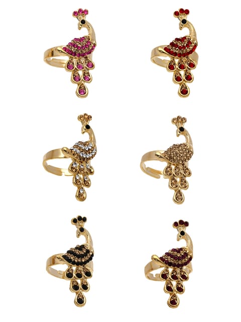 Fancy Finger Ring in Assorted color and Gold finish - CNB5416