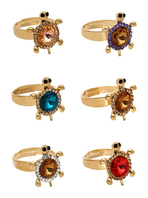 Fancy Finger Ring in Assorted color and Gold finish - CNB5427