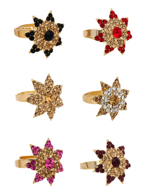 Fancy Finger Ring in Assorted color and Gold finish - CNB5424