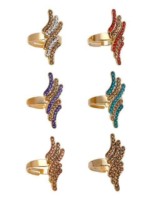 Fancy Finger Ring in Assorted color and Gold finish - CNB5431