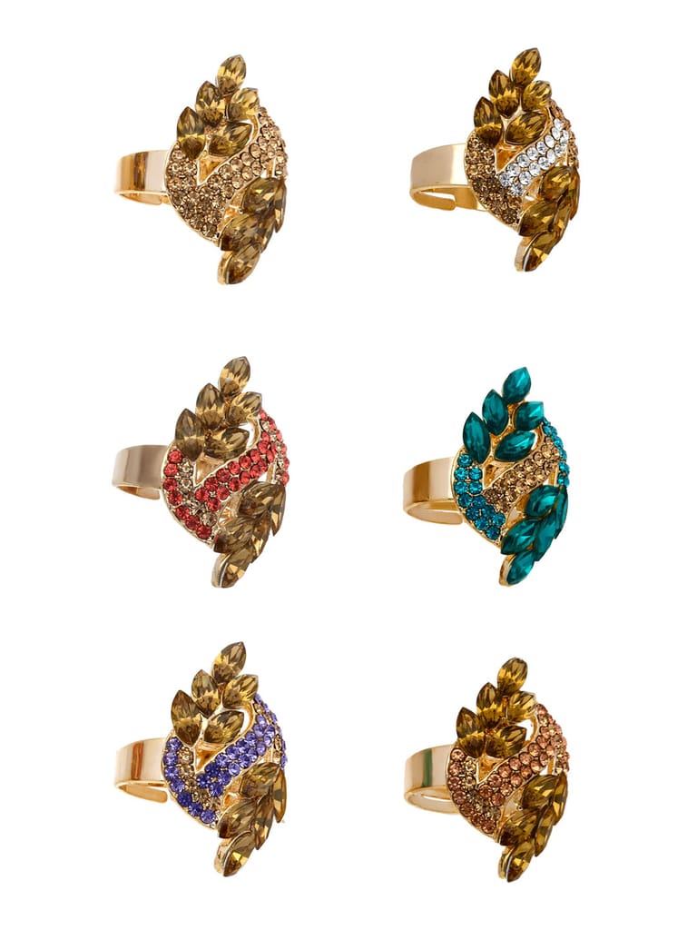 Fancy Finger Ring in Assorted color and Gold finish - CNB5433