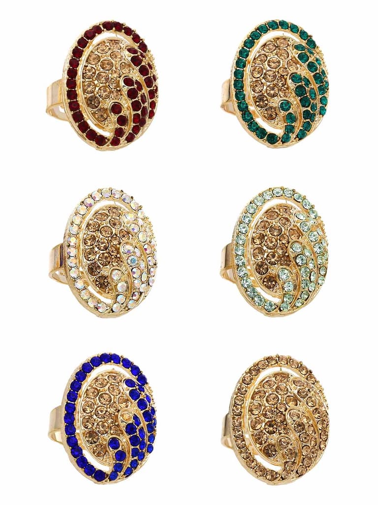Fancy Finger Ring in Assorted color and Gold finish - CNB5443