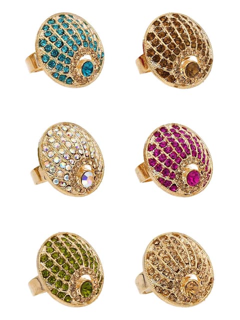 Fancy Finger Ring in Assorted color and Gold finish - CNB5478