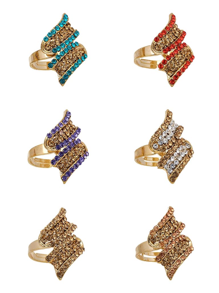 Fancy Finger Ring in Assorted color and Gold finish - CNB5407