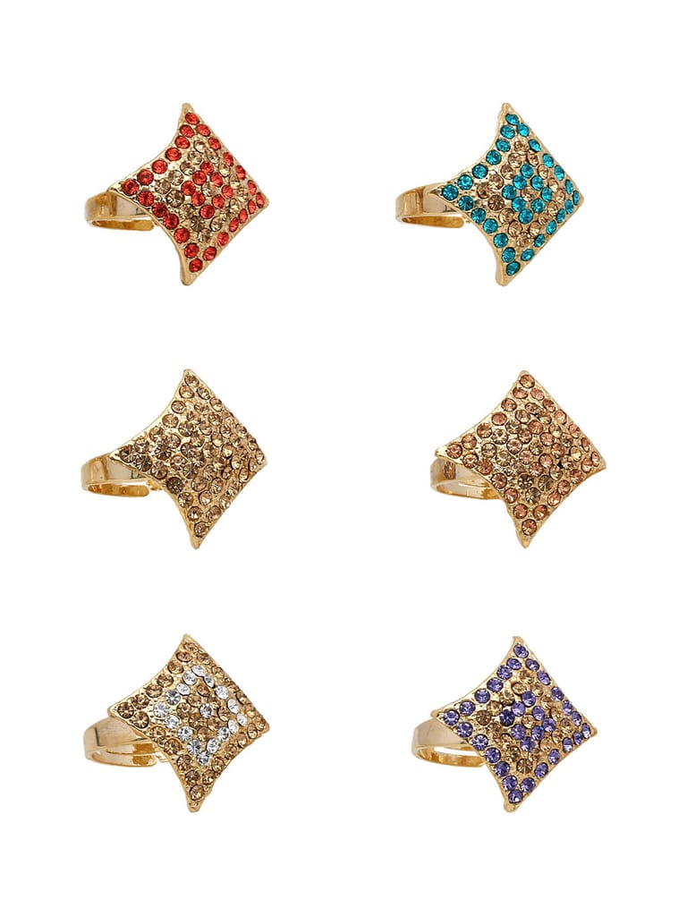 Fancy Finger Ring in Assorted color and Gold finish - CNB5429