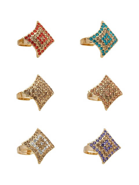 Fancy Finger Ring in Assorted color and Gold finish - CNB5429