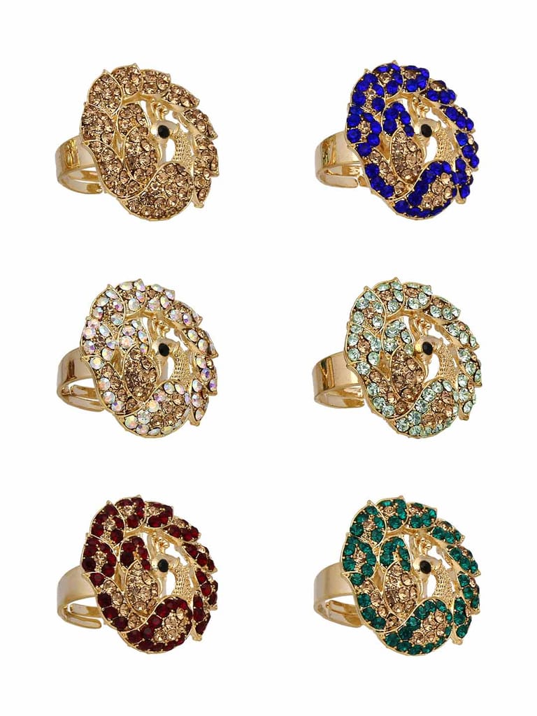 Fancy Finger Ring in Assorted color and Gold finish - CNB5465