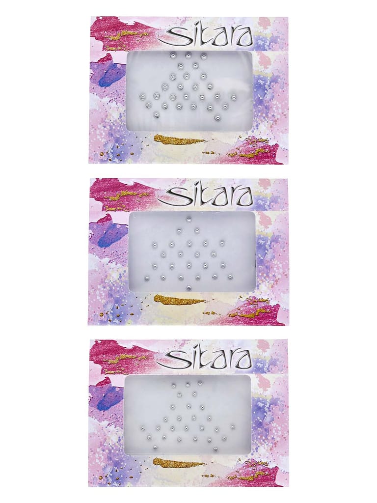 Traditional Bindis in White color - JRD00401
