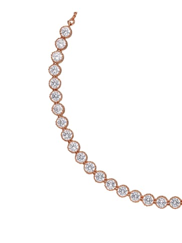 Solitaire AD / CZ Necklace Set in Rose Gold Finish - CNB811