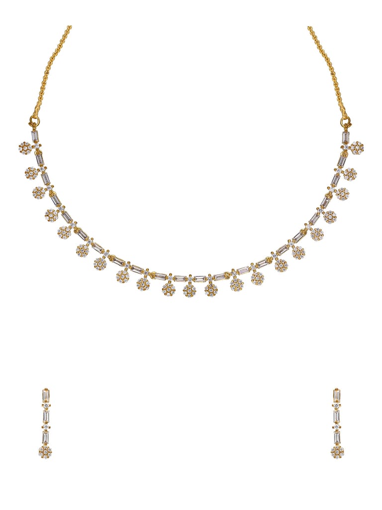 AD / CZ Necklace Set in Gold Finish - CNB867