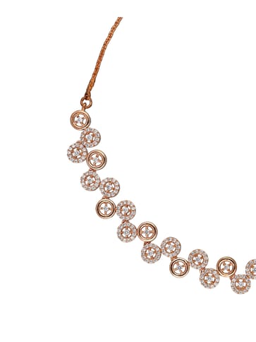 AD / CZ Necklace Set in Rose Gold Finish - CNB903