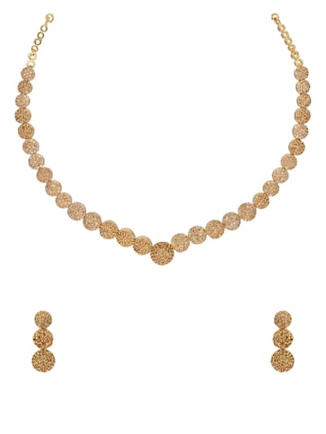 AD / CZ Necklace Set in Gold Finish - CNB1229