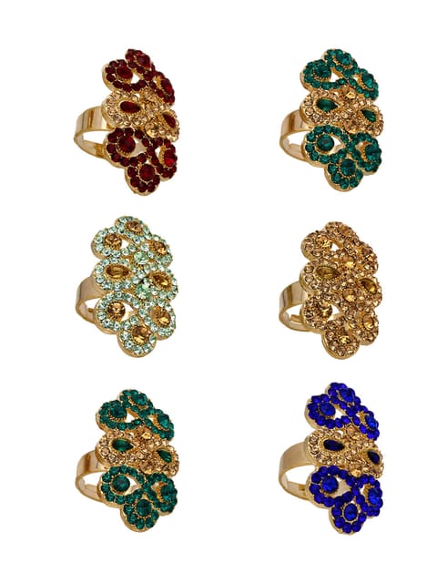 Fancy Finger Ring in Assorted color and Gold finish - CNB5403