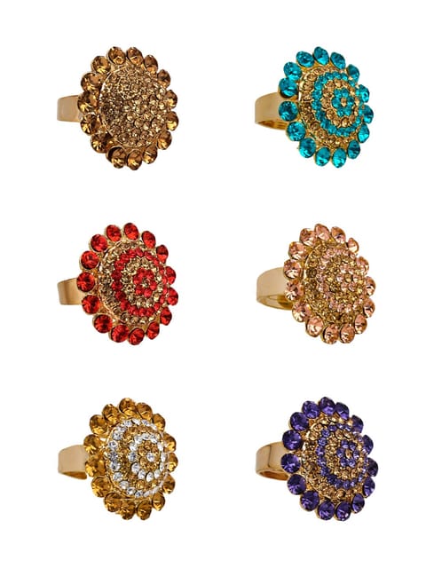 Fancy Finger Ring in Assorted color and Gold finish - CNB5425