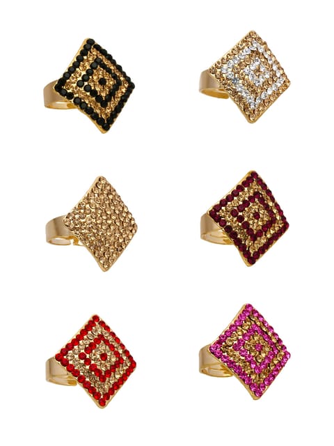 Fancy Finger Ring in Assorted color and Gold finish - CNB5436