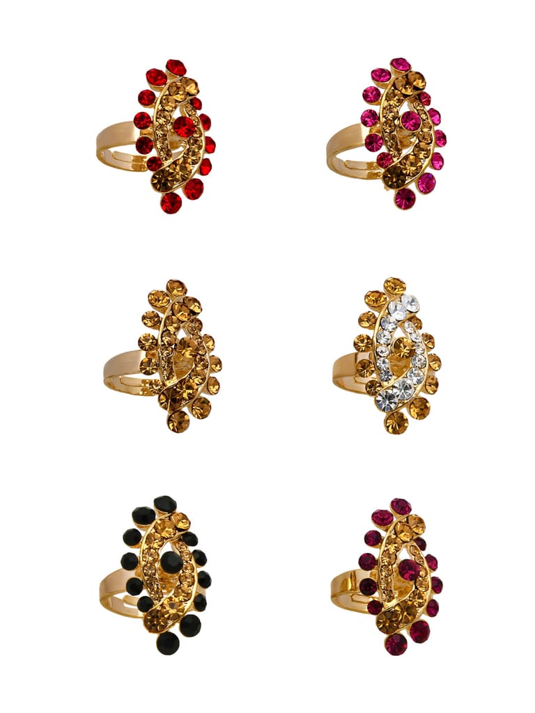 Fancy Finger Ring in Assorted color and Gold finish - CNB5456