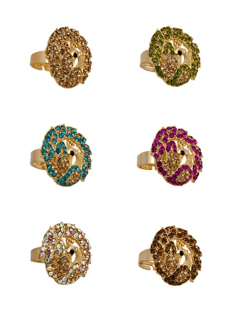 Fancy Finger Ring in Assorted color and Gold finish - CNB5466