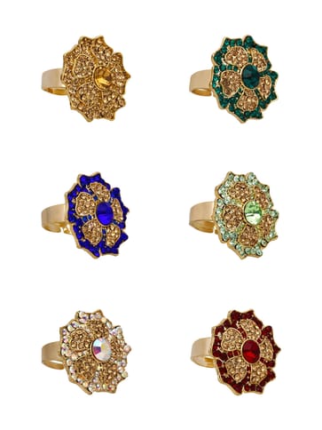Fancy Finger Ring in Assorted color and Gold finish - CNB5467