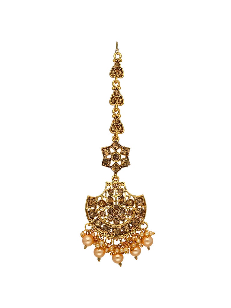 Traditional Maang Tikka in Oxidised Gold finish - CNB6295