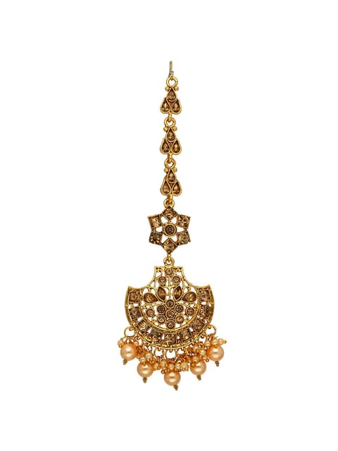 Traditional Maang Tikka in Oxidised Gold finish - CNB6295