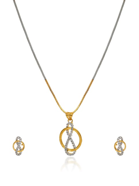 AD/CZ Pendant Set in Two Tone Finish - CNB2206