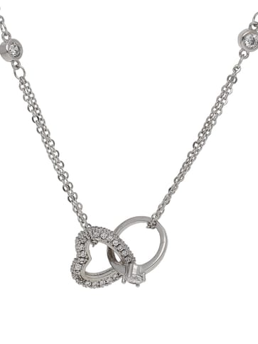 AD / CZ Pendant with Chain Set in Rhodium finish - CNB4628