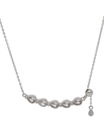 AD / CZ Pendant with Chain Set in Rhodium finish - CNB4630