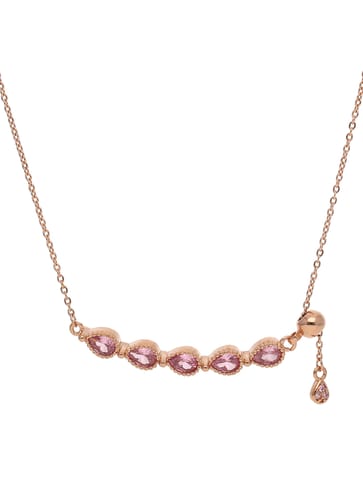 AD / CZ Pendant with Chain Set in Rose Gold finish - CNB4631