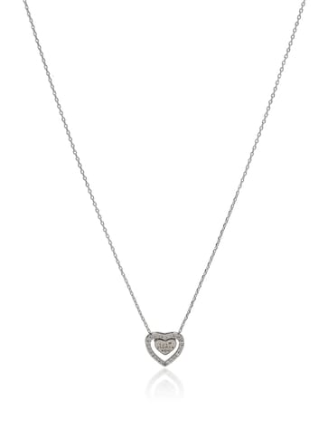 AD / CZ Pendant with Chain Set in Rhodium finish - CNB4646